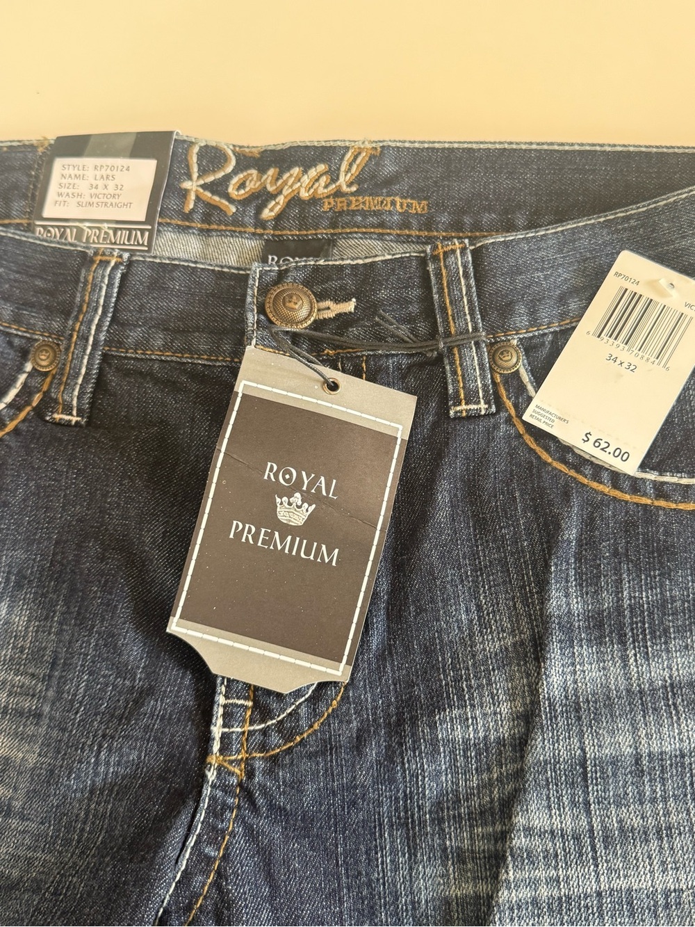 Royal Premium Men's Straight Jeans in Dark Blue